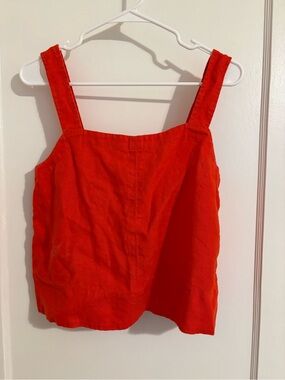 Madewell Linen Bright Red Square Neck Tank Top